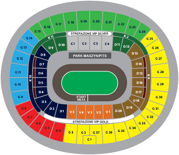 Map of sectors of the venue