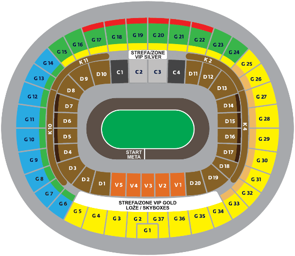 Map of sectors of the venue