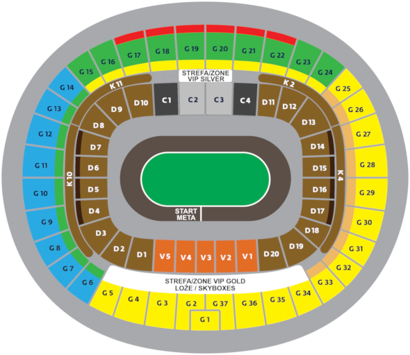 Map of sectors of the venue