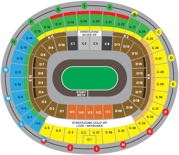 Map of sectors of the venue
