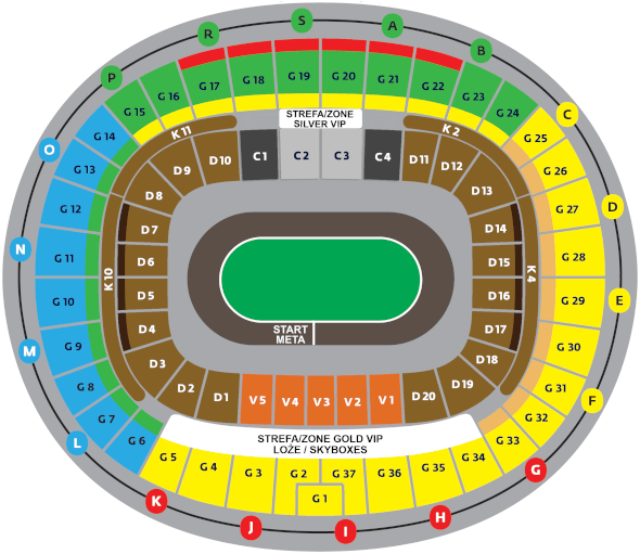 Map of sectors of the venue